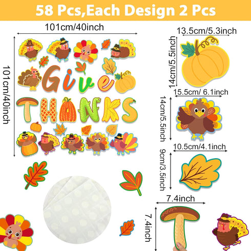 Thanksgiving Cutouts Fall Turkey Maple Leaves Pumpkin Classroom Bulletin Board Decorations Give Thanks Theme Party Supplies for Autumn Theme Party Toddler Kids Students Classroom Decors by Wiooffen
