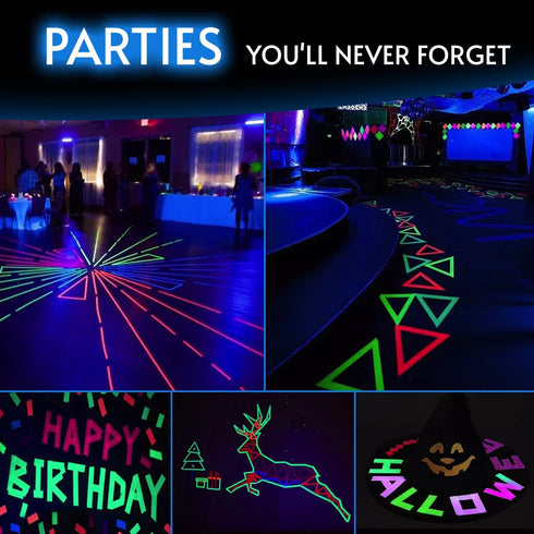 Glow King Blacklight Reactive Glow Tape - Premium UV Fluorescent Neon Party Gifts for Room Decoration
