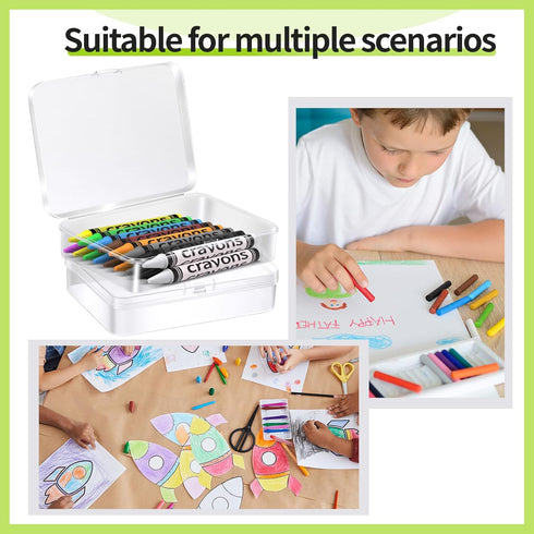 BeapTcely 30 Pcs Plastic Crayon Box with Hinged Lid Clear Storage Containers Crayon Case for School Classroom Supplies