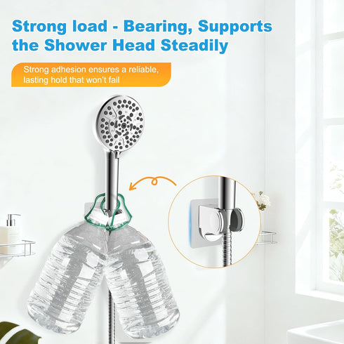 2 Pack Hibbent Shower Head Holder - Strong Adhesive, Waterproof, Height Adjustable, Wall Mount, No Drilling, Chrome