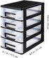 SEWACC Plastic Drawers, 4-Layer Small Drawer Organizer, Desktop Organizer with Transparent Drawers, Office Supplies