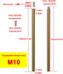 M10 12 Inches Stems,12 Inches 11.4mm (0.449) 300mm (11.81) Brushed Brass Threaded Extension Rod for Pendant Light