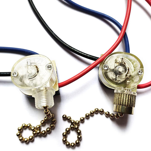 Hisocute 3-Wire 3 Beads Chain Ceiling Fan Switch Desk Antique Lamps Control Switch with Metal Pull Chain Replacement