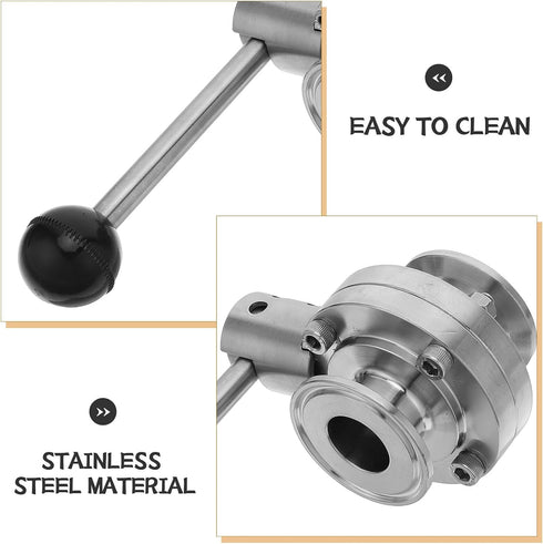 304 25mm Zerodeko Sanitary Stainless Steel Butterfly Valve Stainless with Lever Handle Quick Clamp for Beverage Brewing