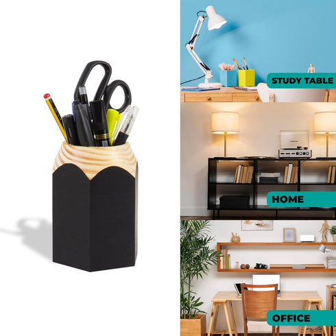 GEGUTON Pen Holder with Pencil Shape Design, Accessories Holders for Desk Organizers, Black