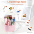 Desk Pencil Pen Holder, 5 Slots 360° Degree Rotating Organizer for Desk, Cute Pencil Cup Pot for Office, Pink
