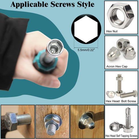Utoolmart Socket Wrench Screwdriver, 5.5mm Non-Magnetic Tip Hex Nut Driver with 75mm Cr-V Steel Round Shaft