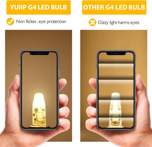 YUIIP G4 LED Bulbs Bi-Pin Base Lights, 1.2W AC/DC 12V, 10 Pack Warm White G4 Light Bulb