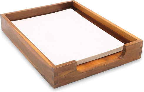 KOLWOVEN Wood Letter Tray, Dark Brown Load Documents Tray for Office Desktop Organizer, File & Paper Holder