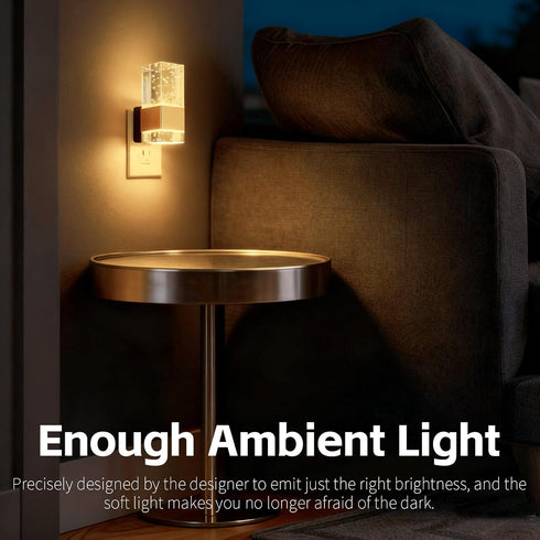 Dimmable, 3 2-Pack LED Night Light with Bubble Acrylic Design, Gold and Clear, Metal, Dusk to Dawn Sensor, Color