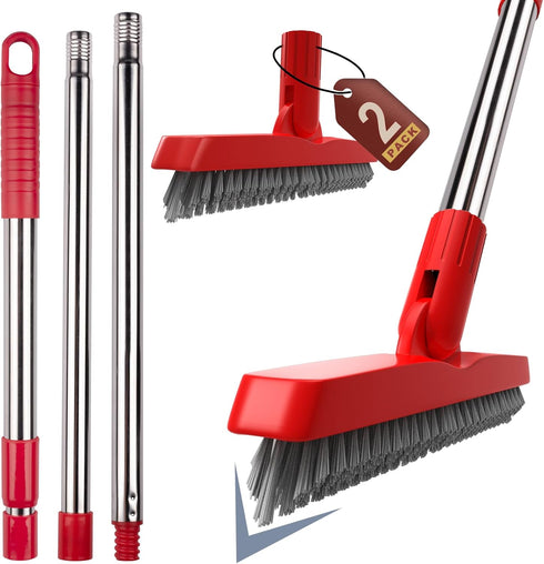 ITTAHO 2 Pack Grout Brush with Long Handle, Swivel Cleaning Grout Line