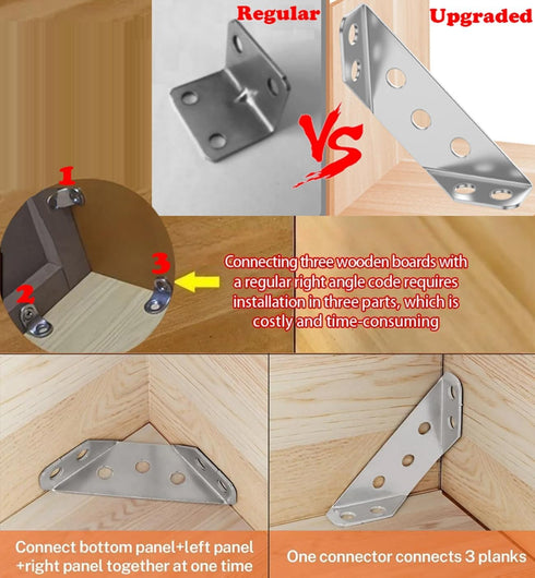 Bxbdcha 20PCS Furniture Corner Connector - Universal Stainless Steel L Brackets for Wood,Hardware Metal Angle Bracket