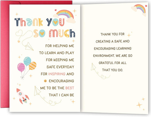 YIWANSIN Thank You Card Gift for Teacher, Preschool Teacher Appreciation Card from Parents,