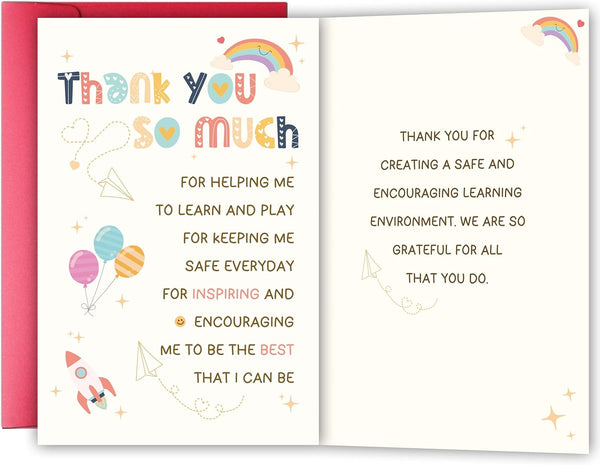 YIWANSIN Thank You Card Gift for Teacher, Preschool Teacher Appreciation Card from Parents,