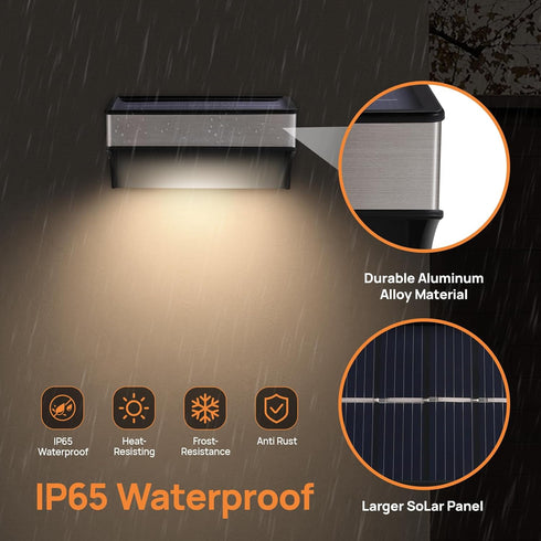 BRIGHTRIGHT 4 Pack 8 Solar Deck Lights Outdoor Waterproof - Step Lights for Stairs & Fence, Color Changing Security