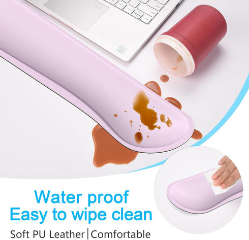 Dapesuom Keyboard Wrist Rest Set - Cute PU Wrist Pad for Computer Keyboard and Mouse Pad, Queen Pink