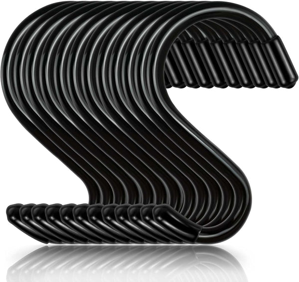 3 Inch 12 Pack Small S Hooks, Heavy Duty Vinyl Coated Non Slip Hooks for Hanging Plants, Pots, Pans