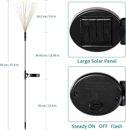 2 Pack 150 2 JJGoo Solar Firework Lights, LEDs Lighting Modes Solar Lights Outdoor Waterproof for Garden Patio Walkway