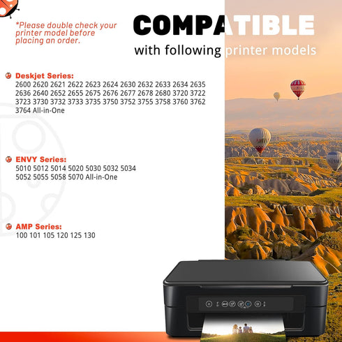 COCCINK 65XL Black Ink Cartridge for HP 65 XL (2 Black) for Envy 5000 5020 5030 5055 5052 5058 DeskJet 2600 2622 2652