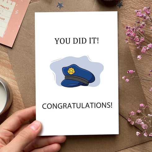 Qiavor Police Academy Graduation Card, You Did It Police Card, Police Promotion Card, Police Officer Congratulation
