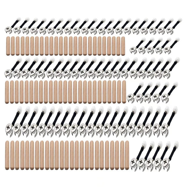 300Pcs 3-in-1 Furniture Connecting Hardware Kit, Cam Lock Fasteners, Wood Dowel Pins, Pre-Inserted Nut for Furniture