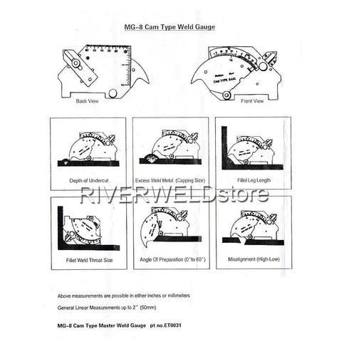 RIVERWELD Bridge Cam Gage Test, Ulnar Welding Inspection Gauge for Checking Weld Throat Size