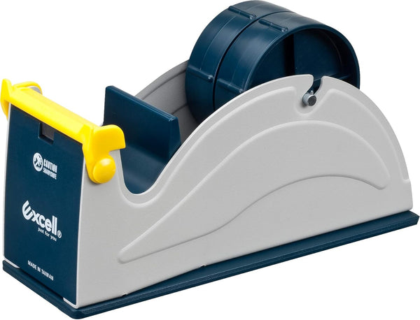 Excell ET-12270 Blue/Grey Premium Twin-Roll Steel Desk Top Dispenser: 2 in. Wide, 3 in. Core