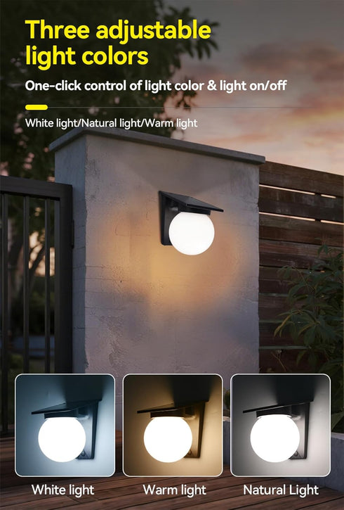 Ip65 3 3600mAh Solar Porch Lights Outdoor, Dusk to Dawn Solar Wall Lights Outdoor Waterproof, Color, Wall Lanterns