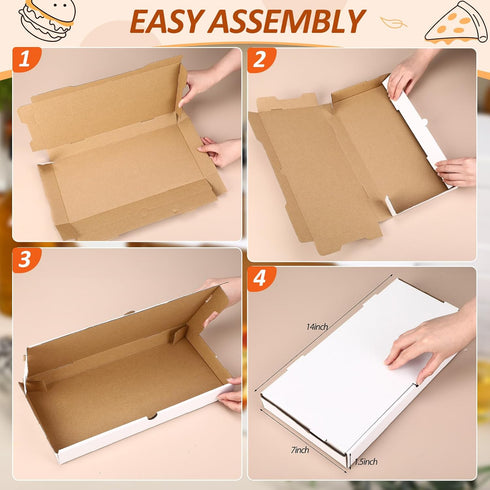 AmazingSpark 50 14 7 1.5 Inch Pcs Pizza Boxes x x White Flatbread Box Sturdy Corrugated Rectangular Take out Baking