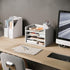 Ballucci 4-Tier File Organizer, Open Top Wood Paper Organizer for Classroom, Desktop Mail Sorter, White