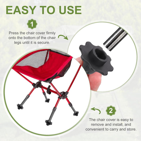 4Pcs 0.59 Inch uxcell Camping Chair Foot Cover, Plastic Table Legs Feet Covers Furniture Floor Protectors for Outdoor