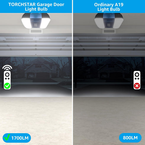 TORCHSTAR Universal Garage Door Opener LED Bulb, 100W Equivalent, 1700lm Ultra Bright, E26 Base, 5000K Daylight, 2 Pack