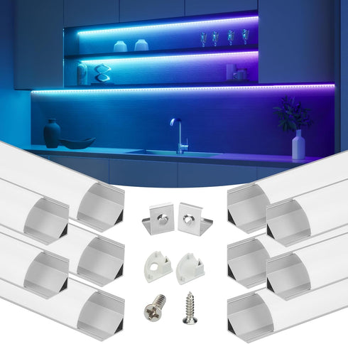 Muzata 10Pack 3.3FT/1M V Shape LED Channel Silver Aluminum LED Strip Diffuser