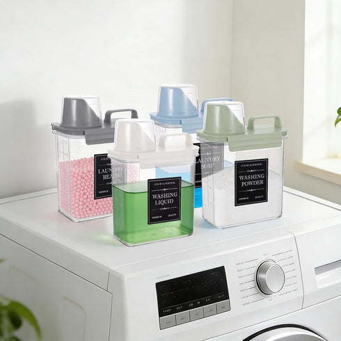FUPMILPHRANX 4 Pack 61Oz Laundry Detergent Dispenser, Clear Plastic Liquid Laundry Soap Dispenser with Removable