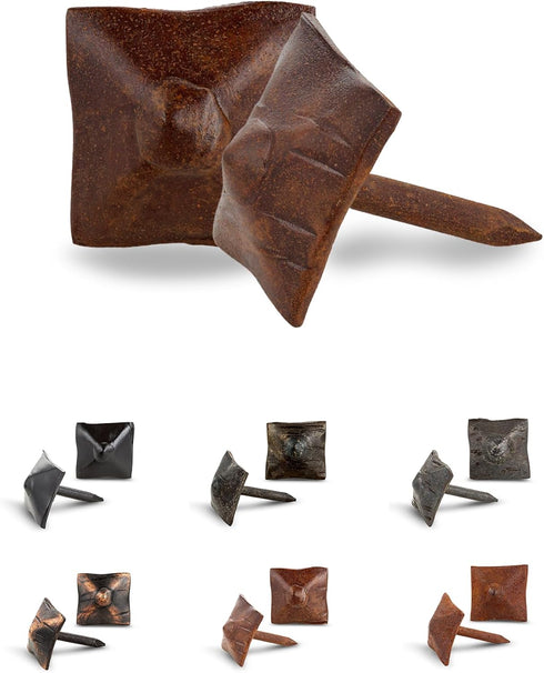 10 Pack 0.75" Small Square Clavos Decorative Nails Sealed Rusted Handmade Rustic