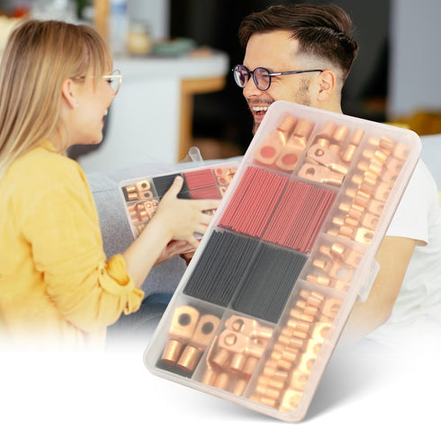 174Pcs Copper Wire Lugs, Terminal Connectors AWG12 10 8 6 4 2, 84Pcs Battery Cable Ends & 90Pcs Heat Shrink
