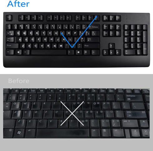 2 Pack Universal Russian Keyboard Stickers Transparent Background, Transparent Background with Blue Lettering