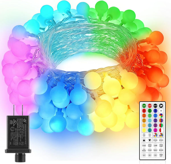 OMIKA 33FT Connectable Globe String Lights Indoor, 24 Color Changing Fairy Lights