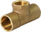 Everflow Supplies CCFT3412-NL C X C X F Cast Brass Tee Fitting, 3/4" x 3/4" x 1/2" with Solder Cups