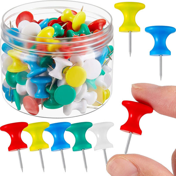 Outus 100 Pcs Giant Push Pins, 1 Inch Jumbo Thumb Tacks for Cork Board, Map, Posters (Red, Yellow, Blue, Green, White)