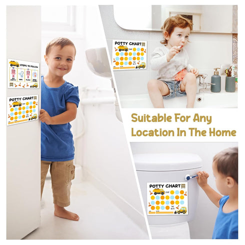 APIILVPQ 10 810" B06 Construction Potty Training Chart with Reward Stickers, Potty Chart for Toddlers Boys, Truck