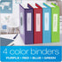 Cardinal 3 Ring Binders, 2 Inch Binder with Round Rings, Holds 475 Sheets, ClearVue Covers, 4 Pack