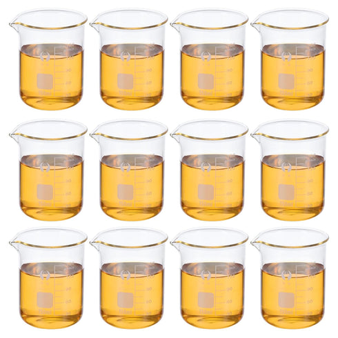 PATIKIL 150ml Low Form Glass Beaker, 12 Pack, 3.3 Borosilicate Glass Measuring Cups with Spout for Kitchen Lab