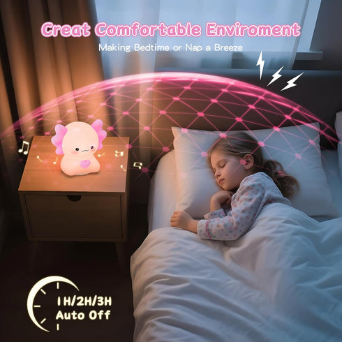 20 Axolotl White Noise Machine for Baby Sleep - Portable Night Light Sound Soother with Sleep Sounds, Wireless Speaker