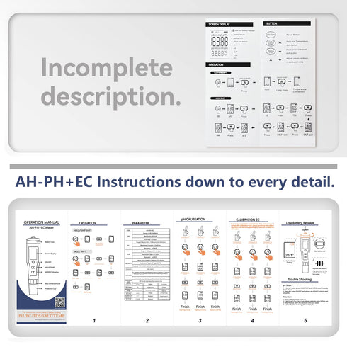 AH-PH+EC Meter for TDS, Salt, and Water Temperature