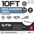 Iron Forge Cable 90 Degree Electrical Plug Slim Plug Head Replacement Power Cord with Open End - 10 Ft Gray Extension Cable,14/3 SJTW, for Universal AC Appliance, 15 AMP Flat Plug Replacement