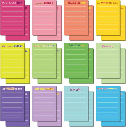 Yinder 24 Pcs Inspirational Sticky Notes, 4 x 6 Inch, Motivational Notepads, Appreciation Gifts