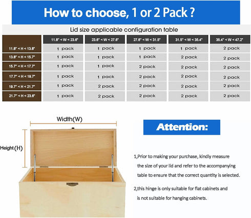 2 Pack | Toys Box Hinges Soft Close - HBL Lid Support Chest Hinges for Wooden Toy Box, Cedar, Storage Trunk & Benches