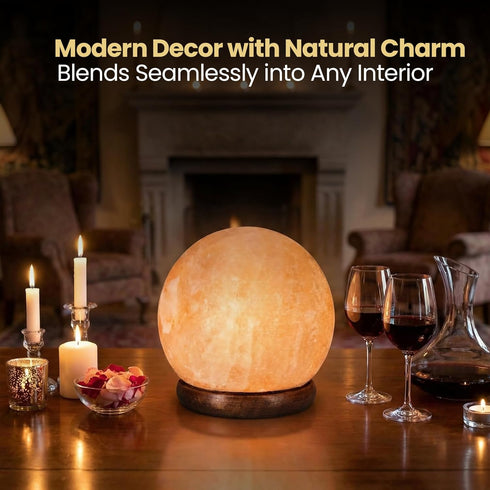 SAF Naturals 6 Inch Dimmer Himalayan Natural Salt Lamp, Globe Shape, Diameter, with Cable