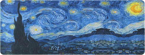 Van Gogh Starry Night Extended Large Gaming Mouse Pad, 31.4"x11.8" Non-Slip Rubber Base XL Mousepad